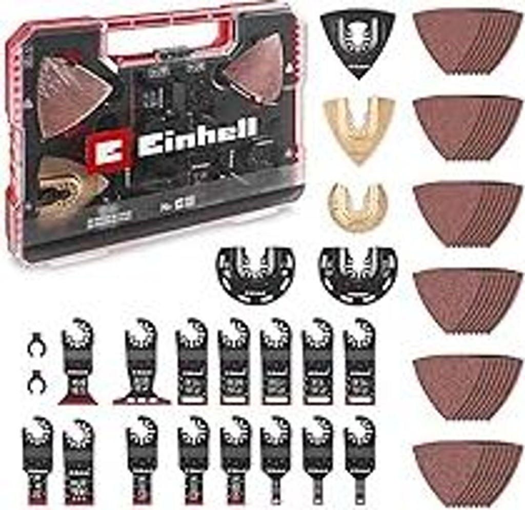 Original Einhell XXL-CASE 70-tlg. Multitool-Set (BiM/CrV-Tauchsägeblätter, HCS/HM/BiM-Halbrund-Sägeblätter, HM-Delta-Raspel, Delta-Trägerplatt...