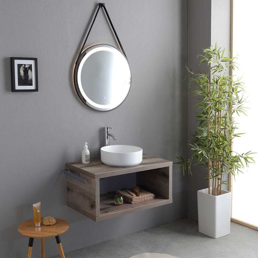 80cm Badezimmermöbel-Set mit rundem weißem Aufsatzwaschbecken | Kyoto