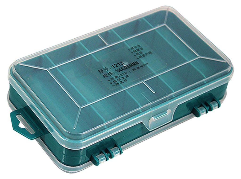 Hardware-Organizer-Box, doppelseitiger transparenter Kunststoff-Kleinteile-Aufbewahrungskoffer für elektronische Komponenten, grün