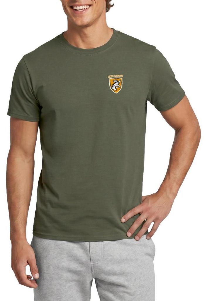 Spreadshirt Harry Potter Hufflepuff Kleines Logo Männer T-Shirt, S, Militärgrün