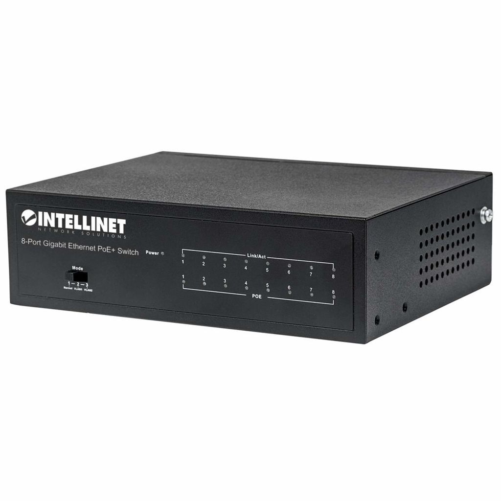 Intellinet 8-Port Gigabit Ethernet PoE+ Switch, IEEE 802.3at/af Power over Ethernet (PoE+/PoE)-
