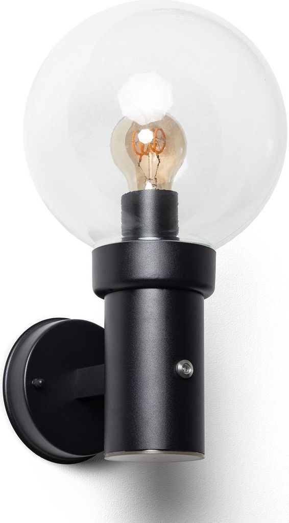 Außenwandleuchte aus Edelstahl mit Dämmerungssensor Optic Schwarz