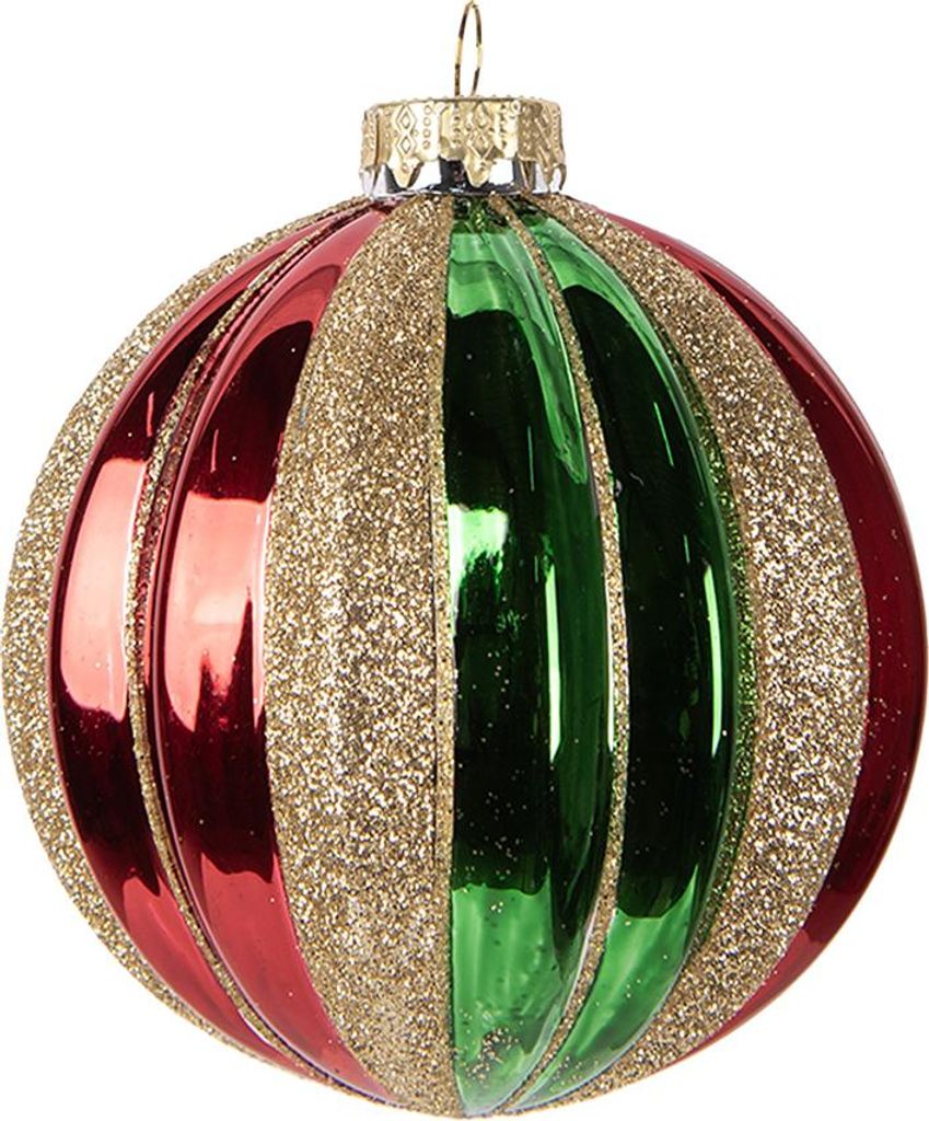 Clayre & Eef Weihnachtskugel Ø 10x11 cm Grün Glas