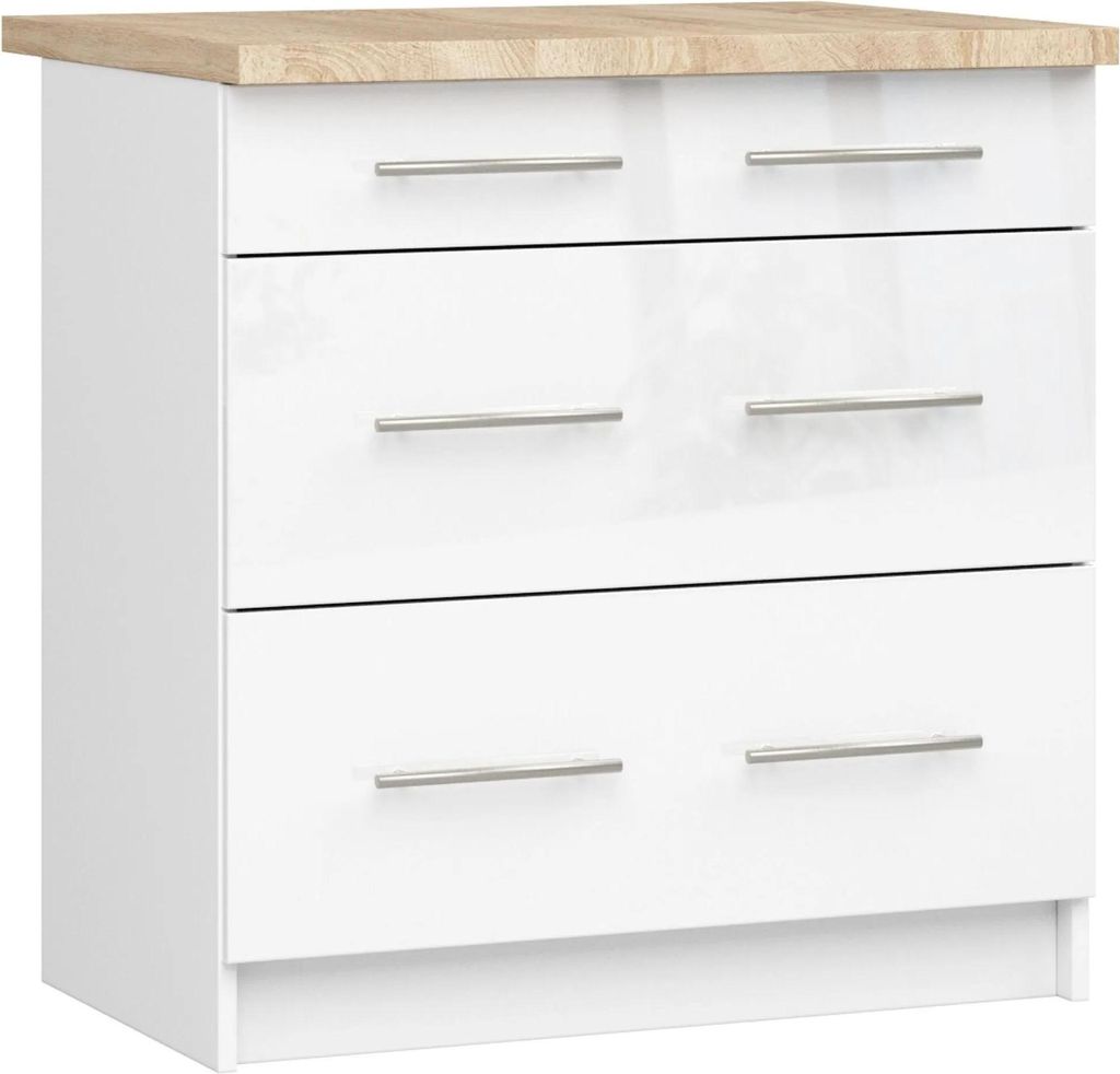 Armoire de cuisine OLIWIA S80 3S Blanc Brillant avec 3 Image du produit 