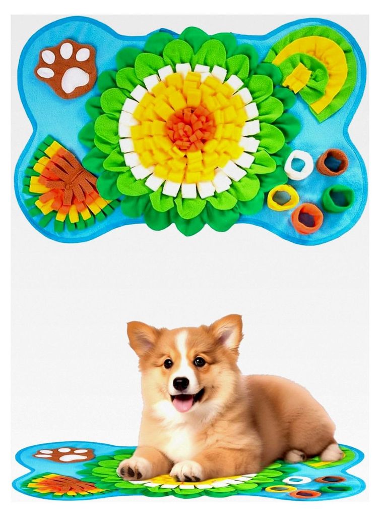 Schnüffelteppich für Hunde, Intelligentes Spielzeug zur Förderung der Intelligenz, Waschbare Trainingsmatte