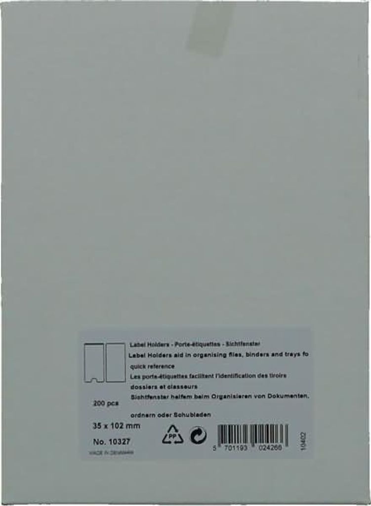 3L Label Holders with A4 Insert Sheets. 35x102 mm. 200 pcs