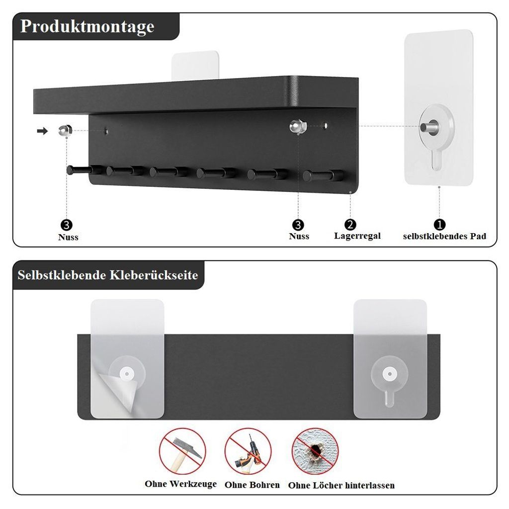 Schlüsselleiste Edelstahl Schlüsselleiste Schlüsselbrett Produktbild 3