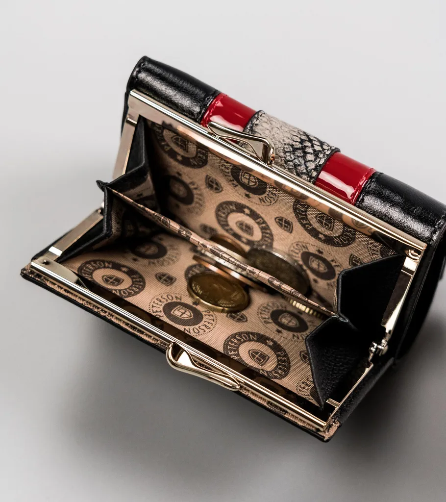 Portafoglio Elegante Peterson Donna in Pelle Nera e Portamonete - 5