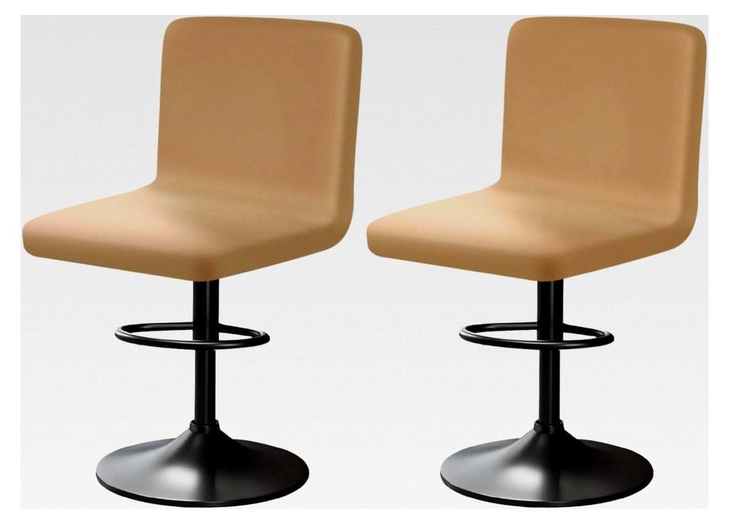 Stuhlhussen für Barhocker mit Lehne aus Samt, Stretch, weich und elastisch, einfach anzubringen, knitterfrei, waschbar, staubdicht (2, Khaki)