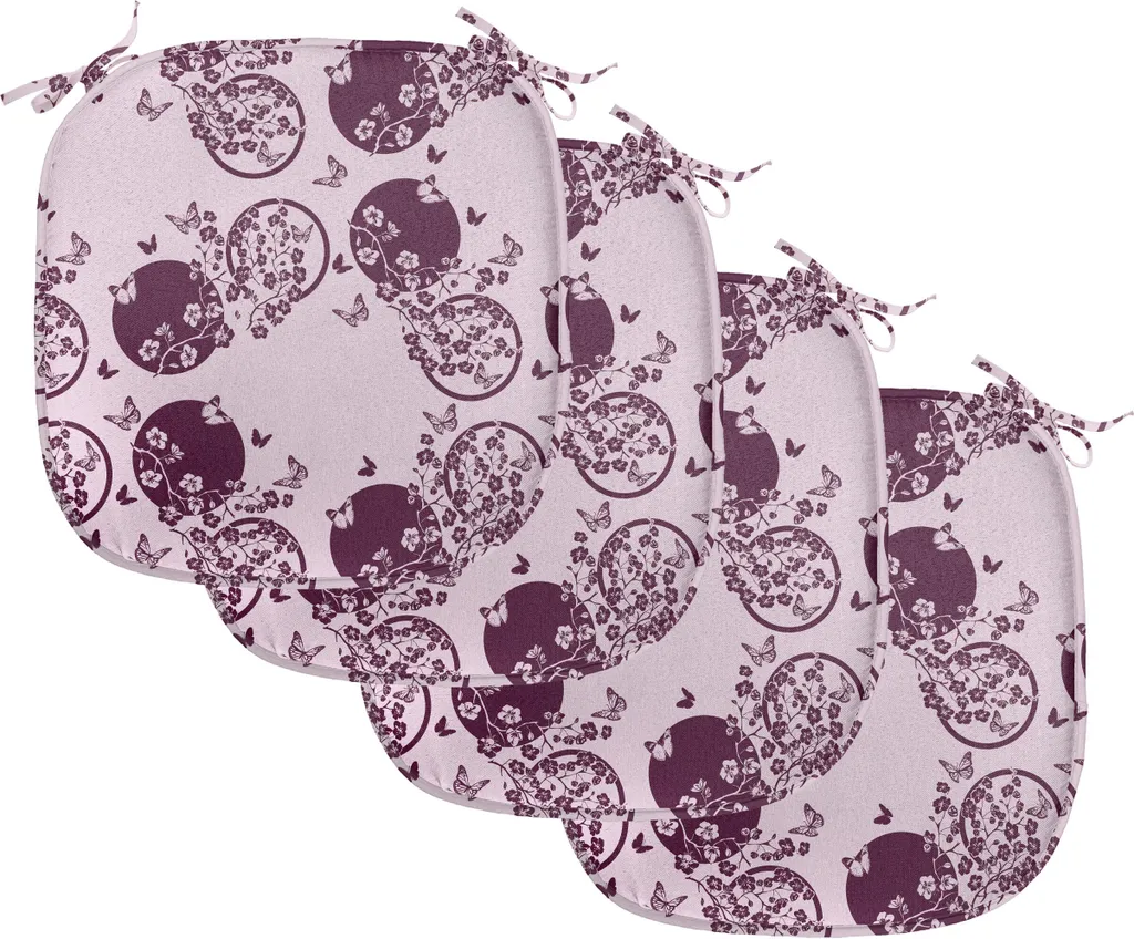 ABAKUHAUS Coussin de Chaise Japonais Fleurs de Cerisier 40x40 cm Lot de 4