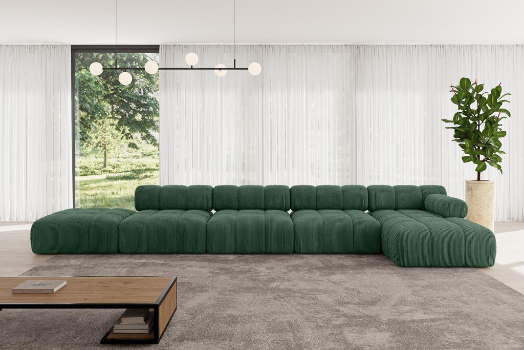 ALTDECOR Modulares Sofa Ecksofa in L-Form - Lizur-L3 - 475x160x70 cm Grün Corner modular Sofa Eckcouch Couch Wohnlandschaft Cauchsofa Polstersofa