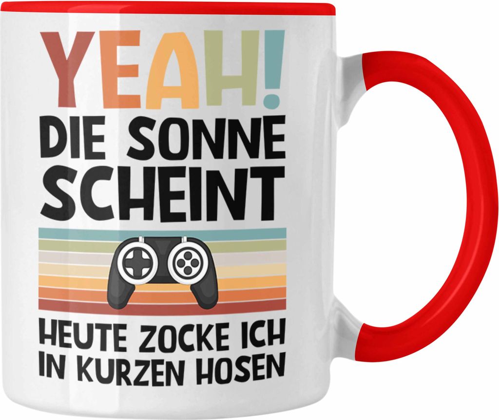 Trendation - Gamer Tasse Geschenk Jungen Zocker Mitbringsel Männer Zocken Gaming Geschenkideen PC Kinder Zubehör Spruch Lustig Zocken In Kurzen H...