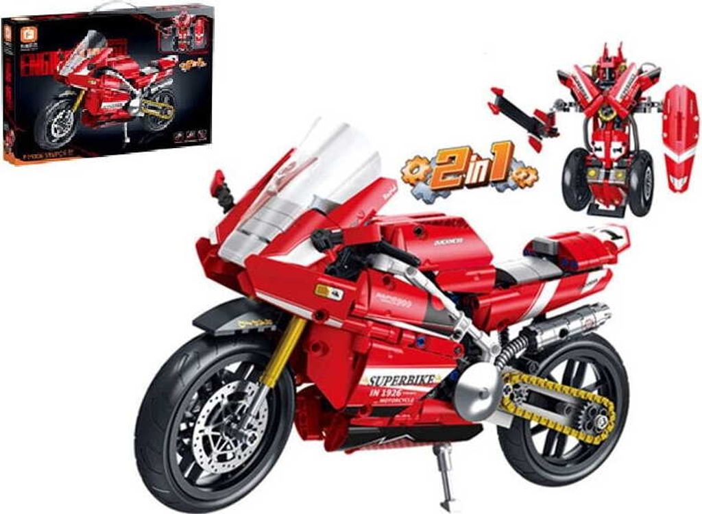 2-in-1 Transformers Motorrad/Roboter 594 el. Bauklötze. Produktbild 