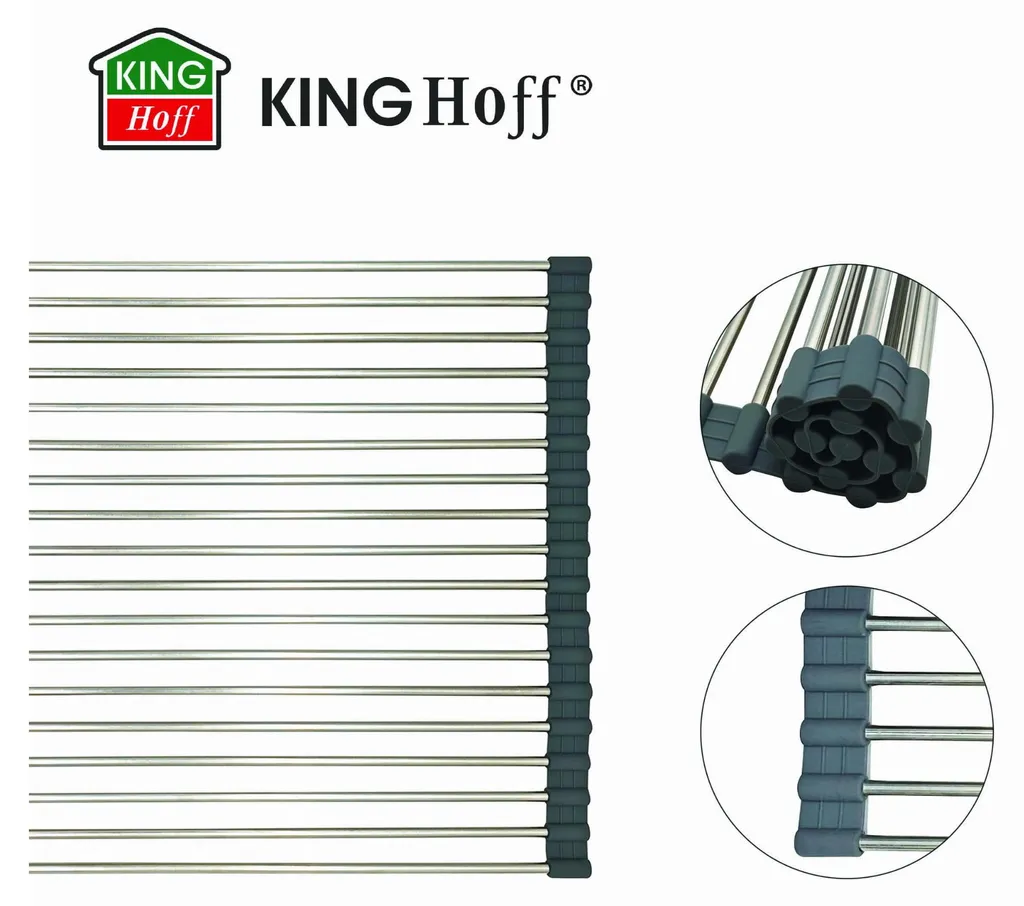Scolapiatti KINGHOFF KH-1838 In Metallo Verniciato – 36x30 Cm – Con Vassoio Anti-umidità E Portaposate Rimovibile