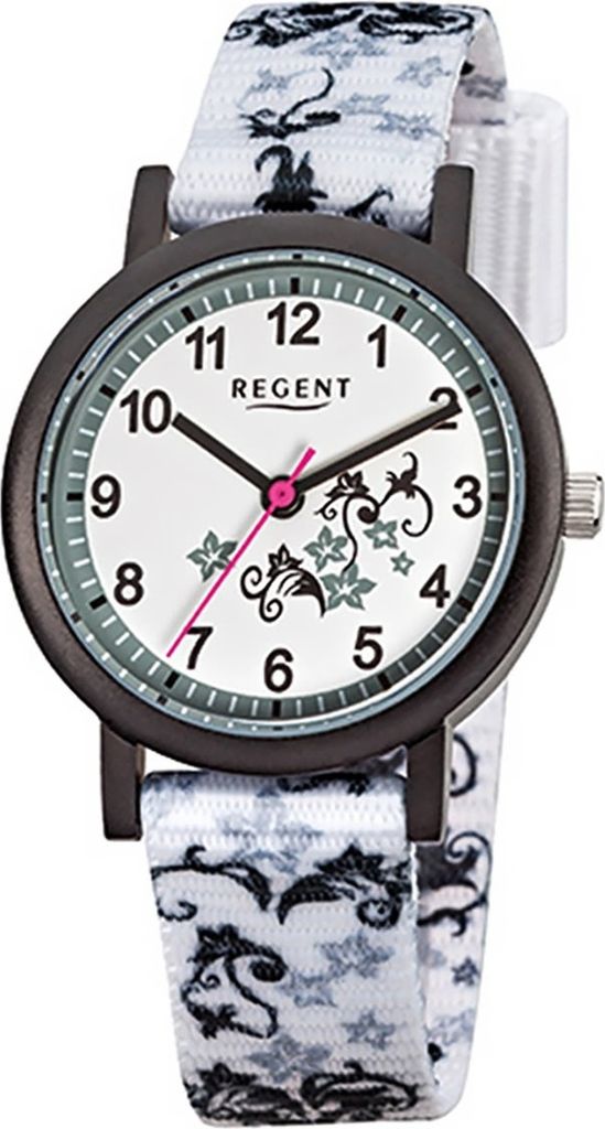 Regent Textil Kinder Uhr F-728 Quarzuhr Armband weiß D2URF728