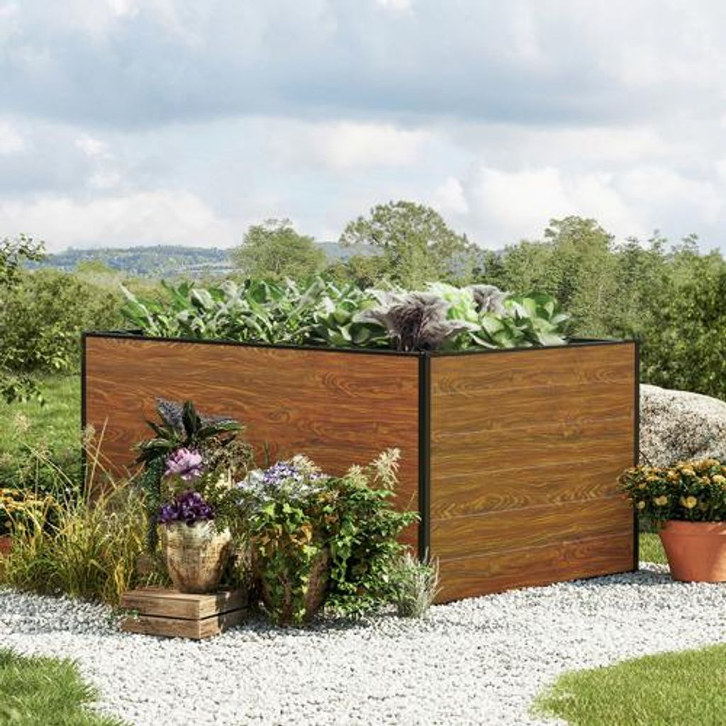 GFP Hochbeet Kräuter-Gemüse-Beet Aluminium CHRISTINA - 150x99x77cm - Holzoptik
