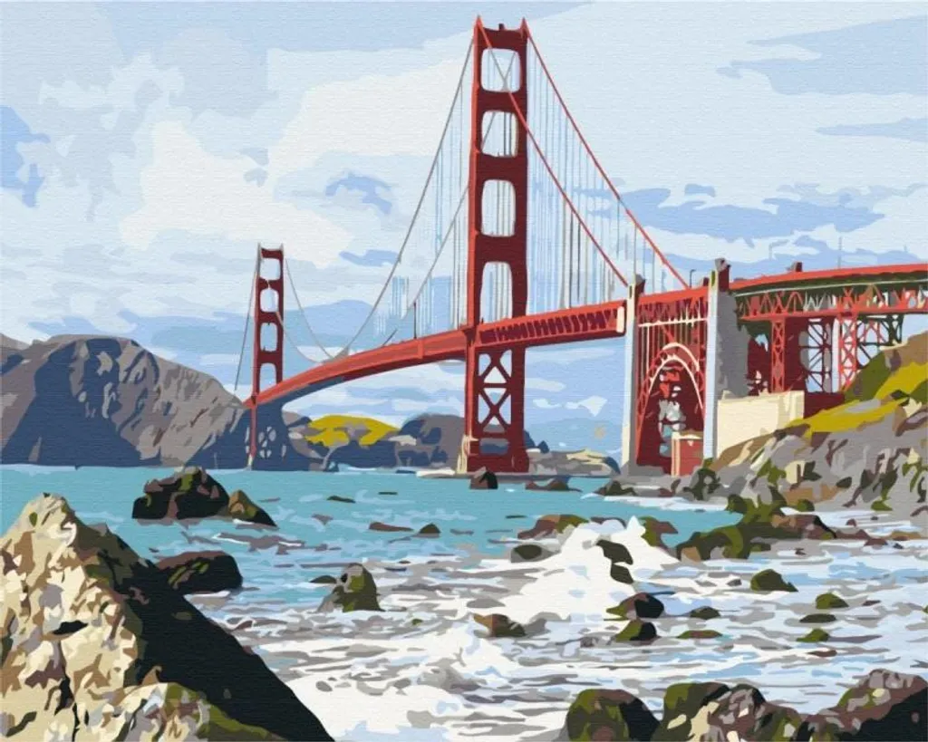 Peindre sans savoir dessiner : Kit San Francisco Bridge 40x50 cm Brushme