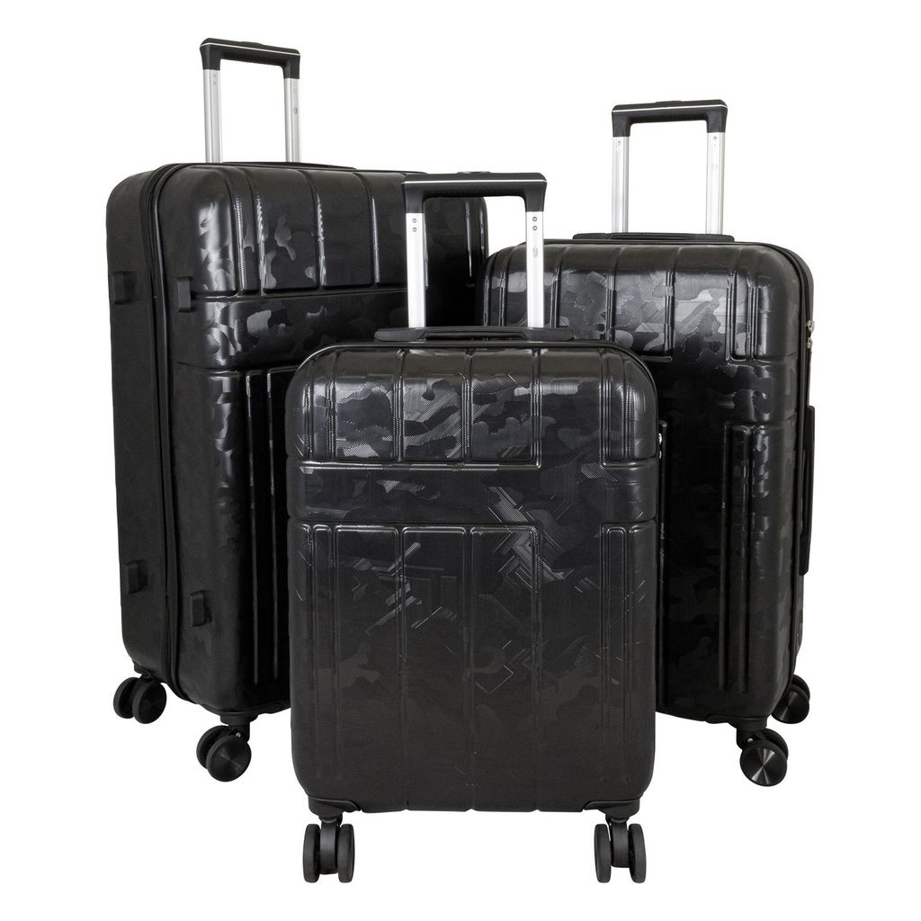 Kofferset Trolleyset 3 teilig Camo ABS Hartschale Farbe Schwarz