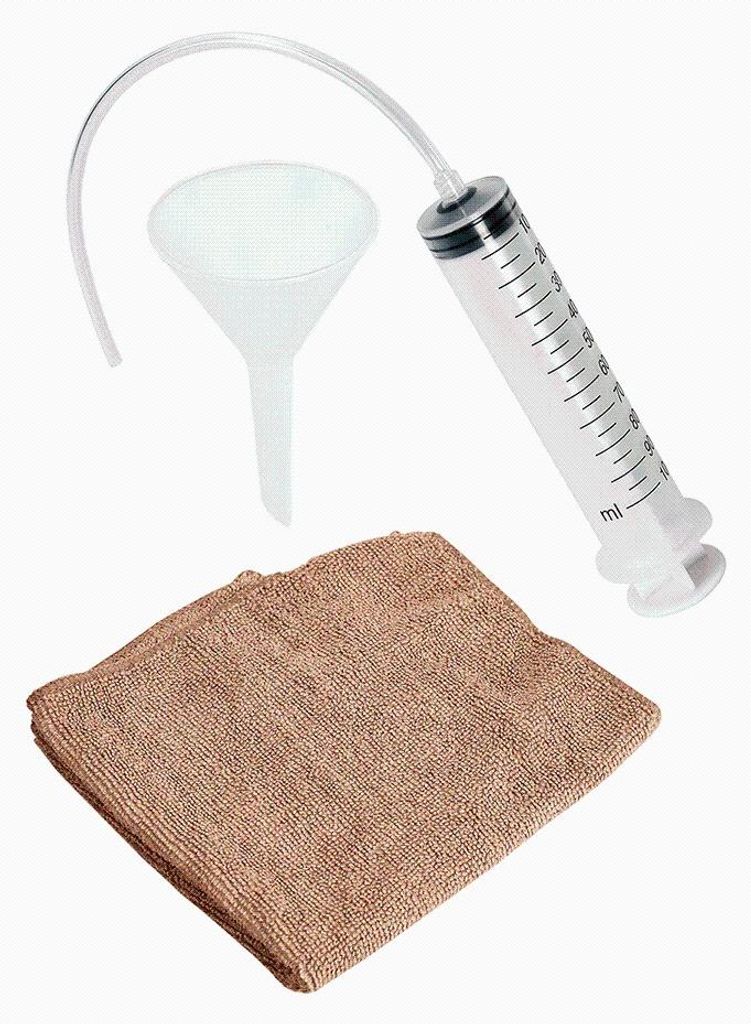 WALTER Ölwechsel-Set für Rasenmäher & Benzingeräte – Inkl. Absaugspritze (100 ml), Öltrichter & Mikrofasertuch – Ideal für Vertikutierer,...
