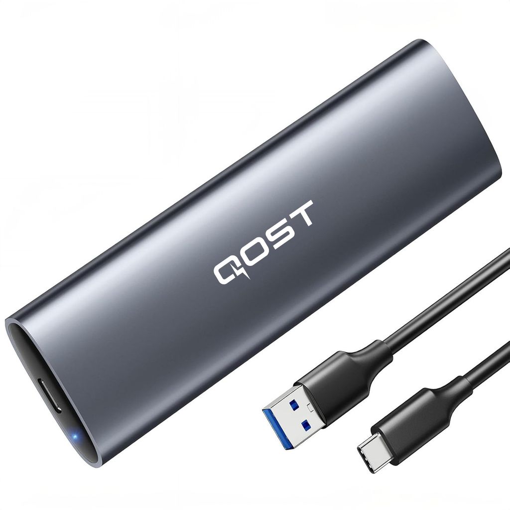 Qost – Aluminium M.2 SSD Gehäuse – NVMe / NGFF / SATA – USB Produktbild 