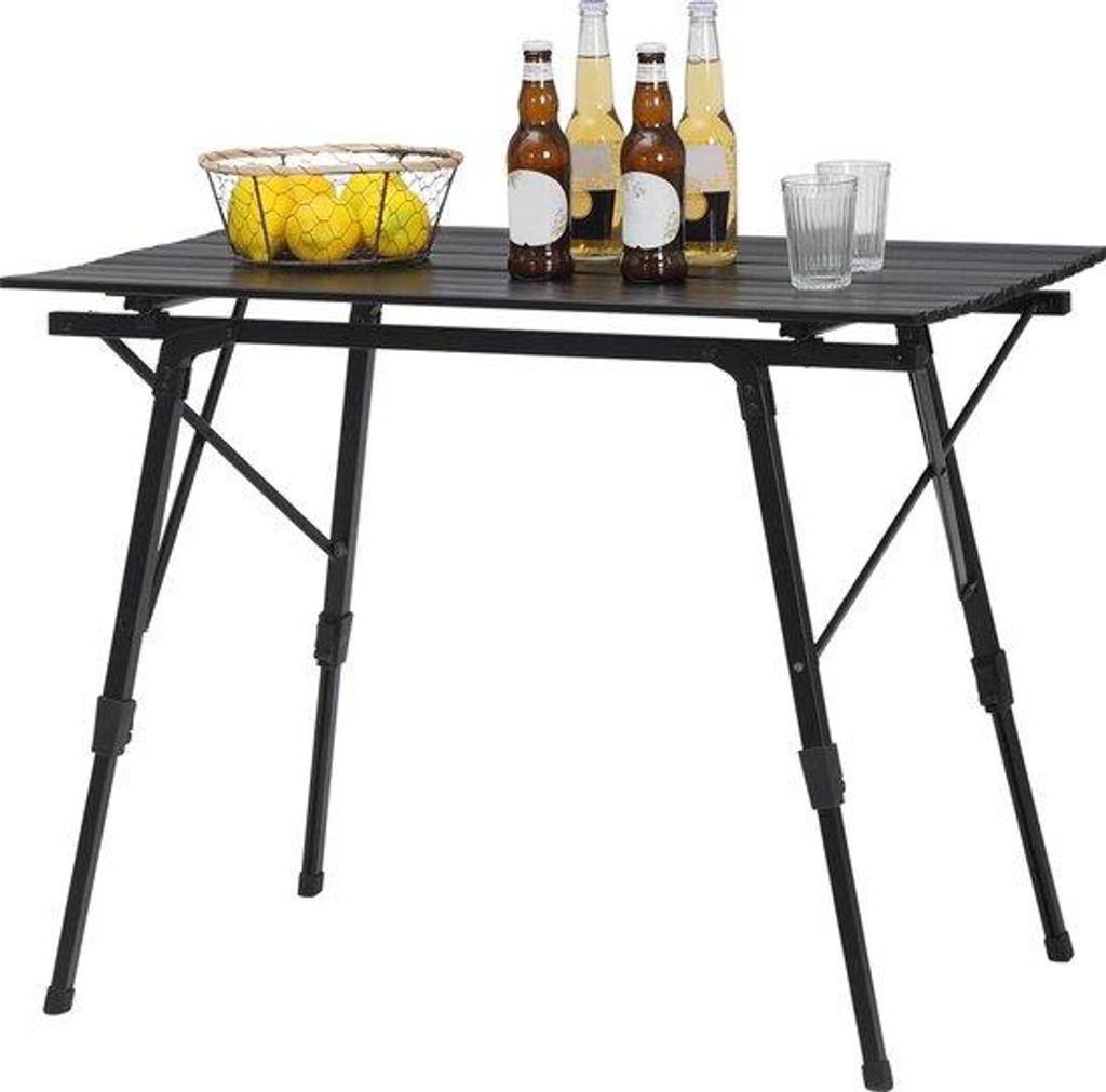 Aluminium Campingtafel, verstelbaar, 90x52,2x72cm, schwarz