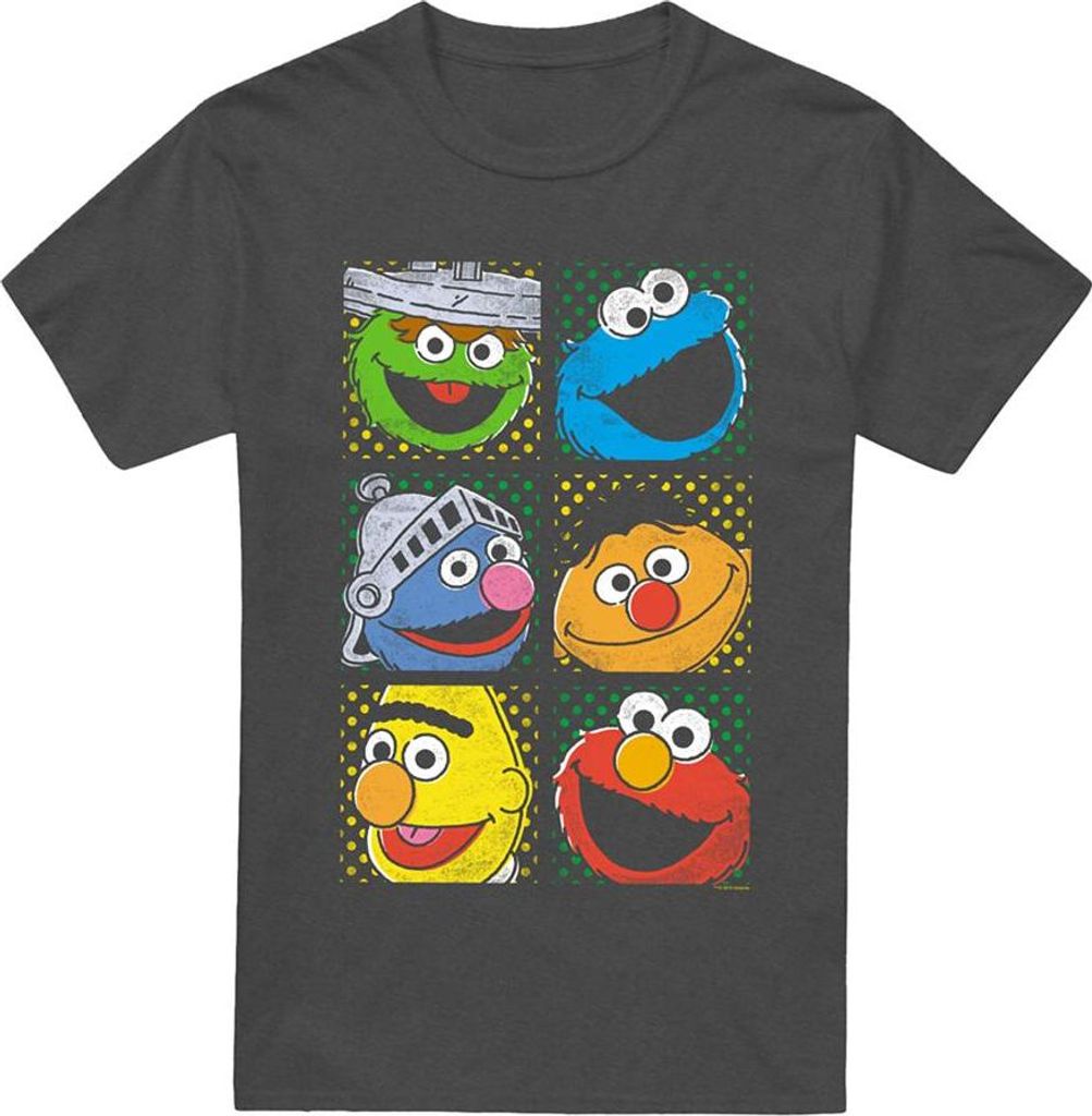 Sesame Street - T-Shirt für Herren/Damen Uni, Quadratisch, meliert TV27638 (3XL) (Holzkohle)