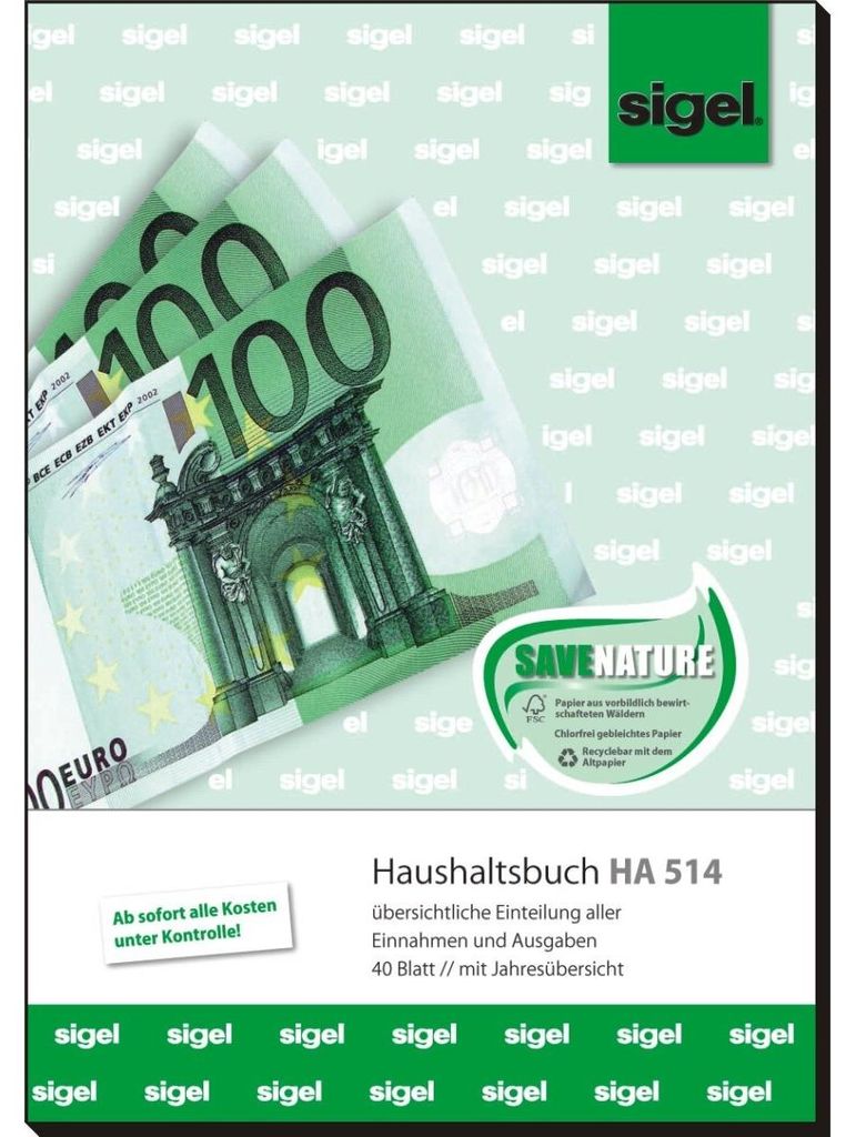 SIGEL HA514 Haushaltsbuch, mit Klammerheftung, A5, 40 Blatt Produktbild 