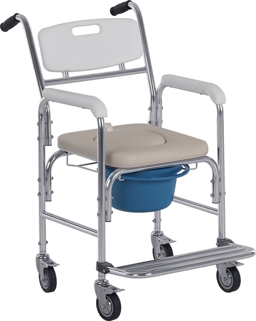 HOMCOM Chaise percée à roulettes - fauteuil roulant percé - Image du produit 