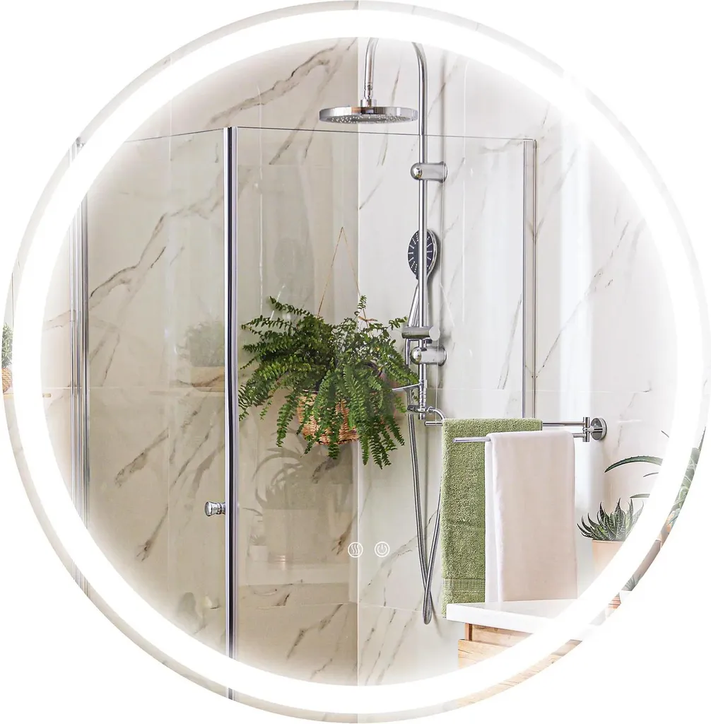 Miroir rond éclairé 60 cm antibuée pour maquillage et rasage LED