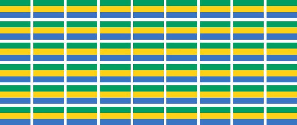 Mini Aufkleber Set - Pack glatt - 20x12mm - selbstklebender Sticker - Fahne - Gabun - Flagge / Banner / Standarte fürs Auto, Büro, zu Hause und d...