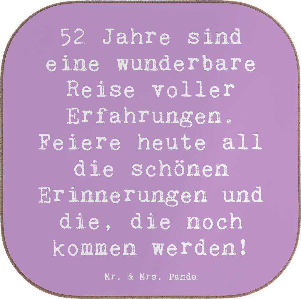 Mr. & Mrs. Panda Tischschoner Spruch 52. Geburtstag - Lavendeltraum - Geschenk, Coaster, Untersetzer Glas, Freude, Holzuntersetzer, für Gläser, A...