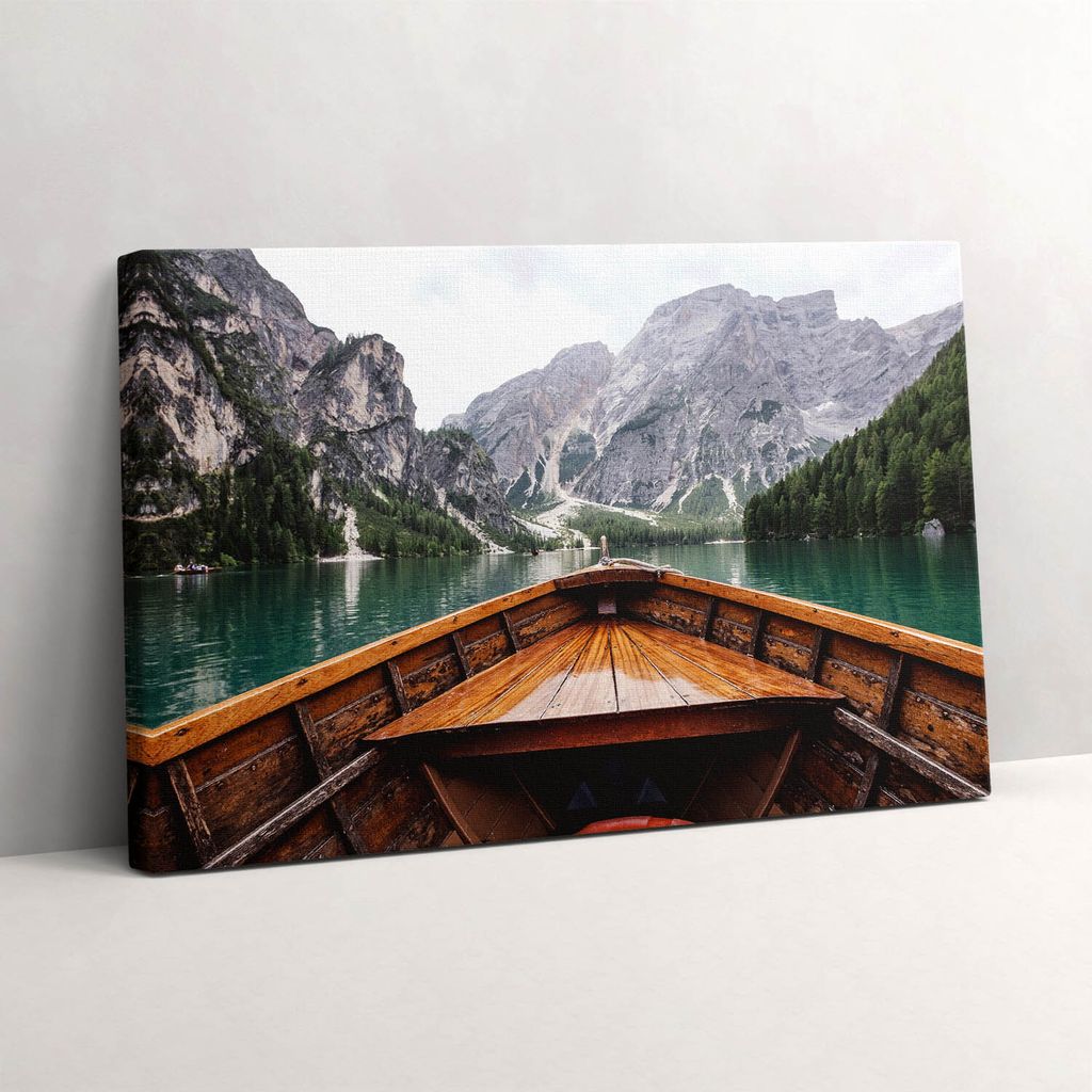 Boot auf einem Bergsee – Leinwandbild Wandbild – 60x40 cm – Leinwandbilder – Wandbilder – Schlafzimmer – Flur