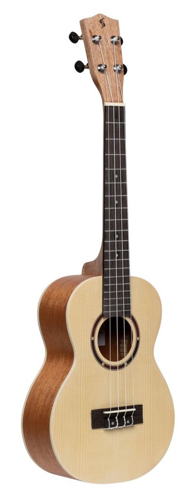 Traditionelle Tenor-Ukulele mit Fichtendecke und schwarzer Nylontasche