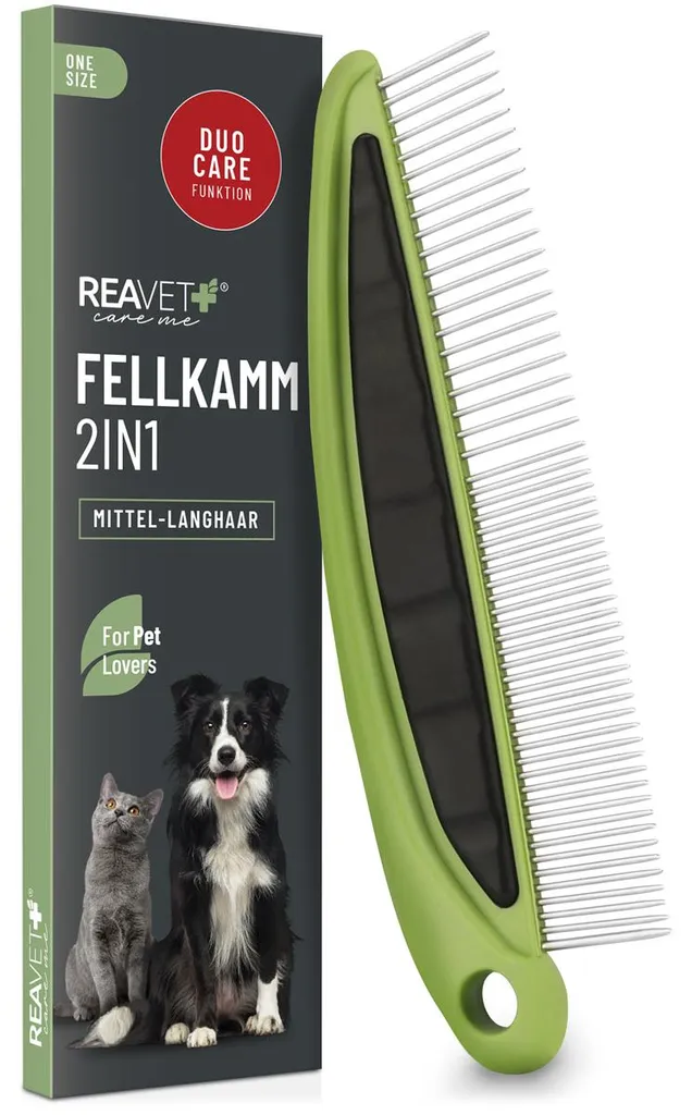REAVET Peigne 2 en 1 pour chien et chat à poils longs démêlant efficace
