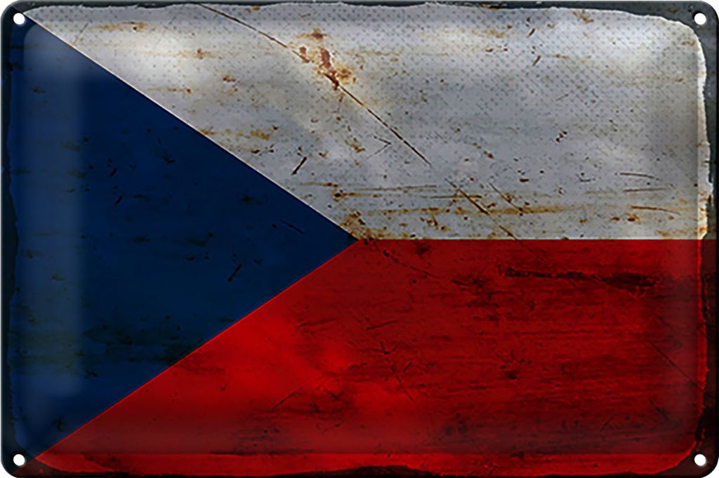 Blechschild Flagge Tschechien 30x20cm Czech Republic Rost
