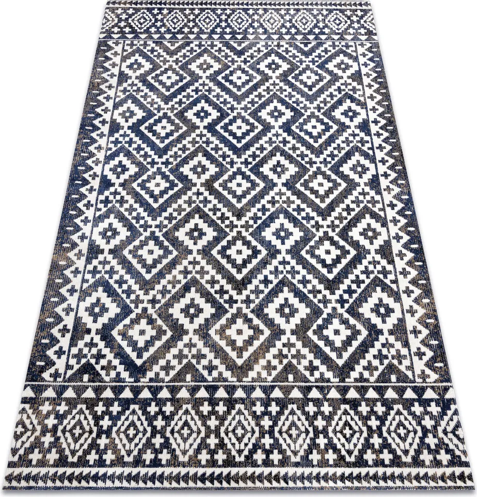 Grand tapis de couloir moderne bleu pour entrée et terrasse 80x250 cm