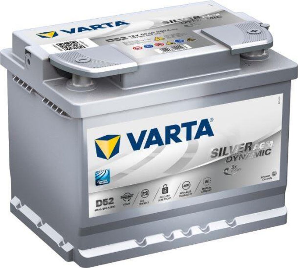 VARTA D52 Silver Dynamic AGM 60Ah 680A Autobatterie Produktbild 
