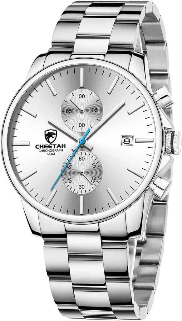 Orologio Uomo Signore Rettangolare: 3ATM impermeabile Data Calendario Analogico Quarzo Orologi da uomo regolabile Bracciale in acciaio inox con scala numerica romana