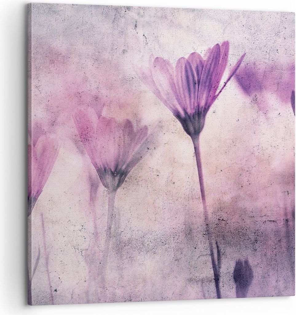 Bild auf Leinwand - Leinwandbild - Einteilig - Blumen Rosa Vintage - 60x60cm - Wand Bild - Wanddeko - Wandbilder - Leinwanddruck - Bilder - Wanddek...