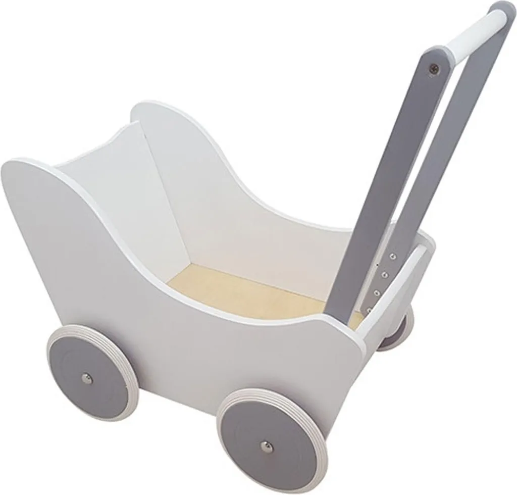 Landau poupée Blanc et Argent finition chromée - Jouet design robuste