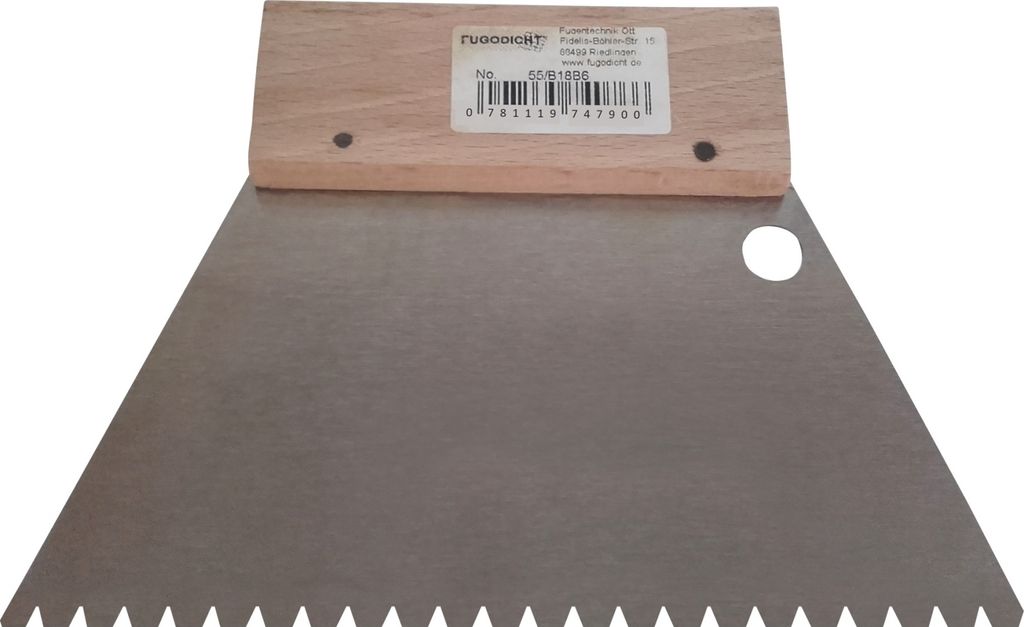 Leim Klebstoff Trapez Zahnspachtel Bodenleger 180mm x 130mm gezahnt B6 (5.0x4.0mm)