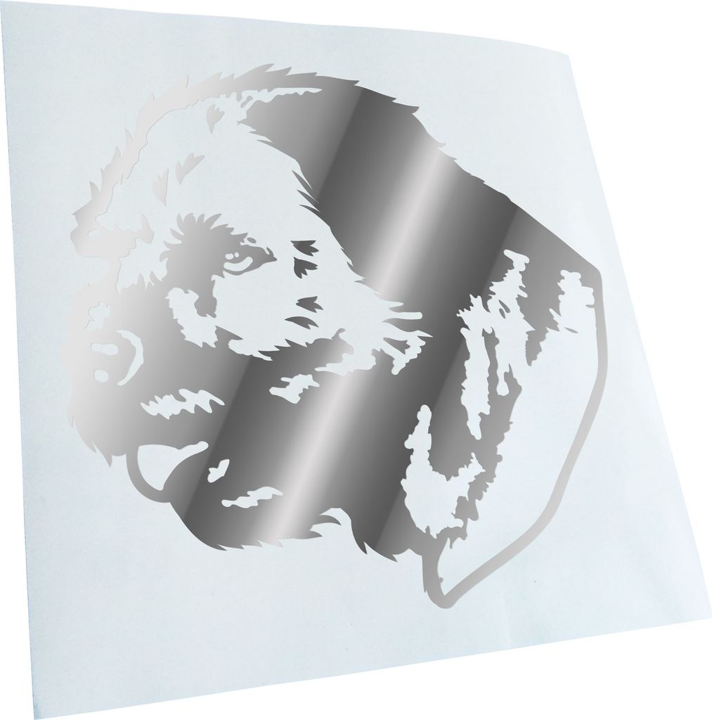 Kiwistar - Autoaufkleber - Border Terrier Hund - Chrom - 60x55cm - Aufkleber für Auto, Laptop, Fahrrad, LKW, Motorrad mehrfarbig JDM Decal Racing