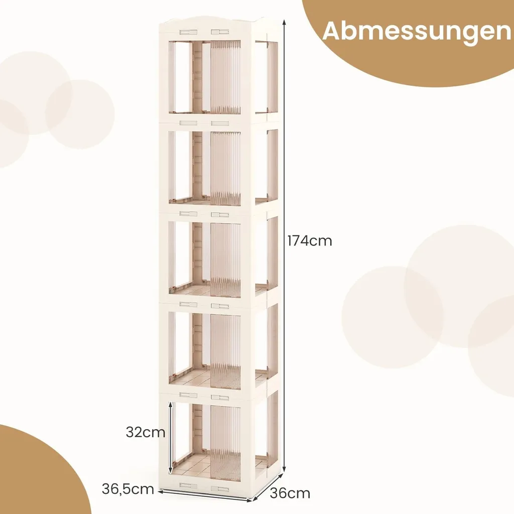 Bibliothèque pivotante à 360° pliable transparente design 174 cm - 2