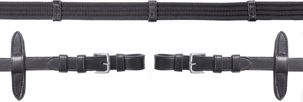 Rênes Schockemöhle Sports en sangle avec arrêtoirs Black/Silver WB