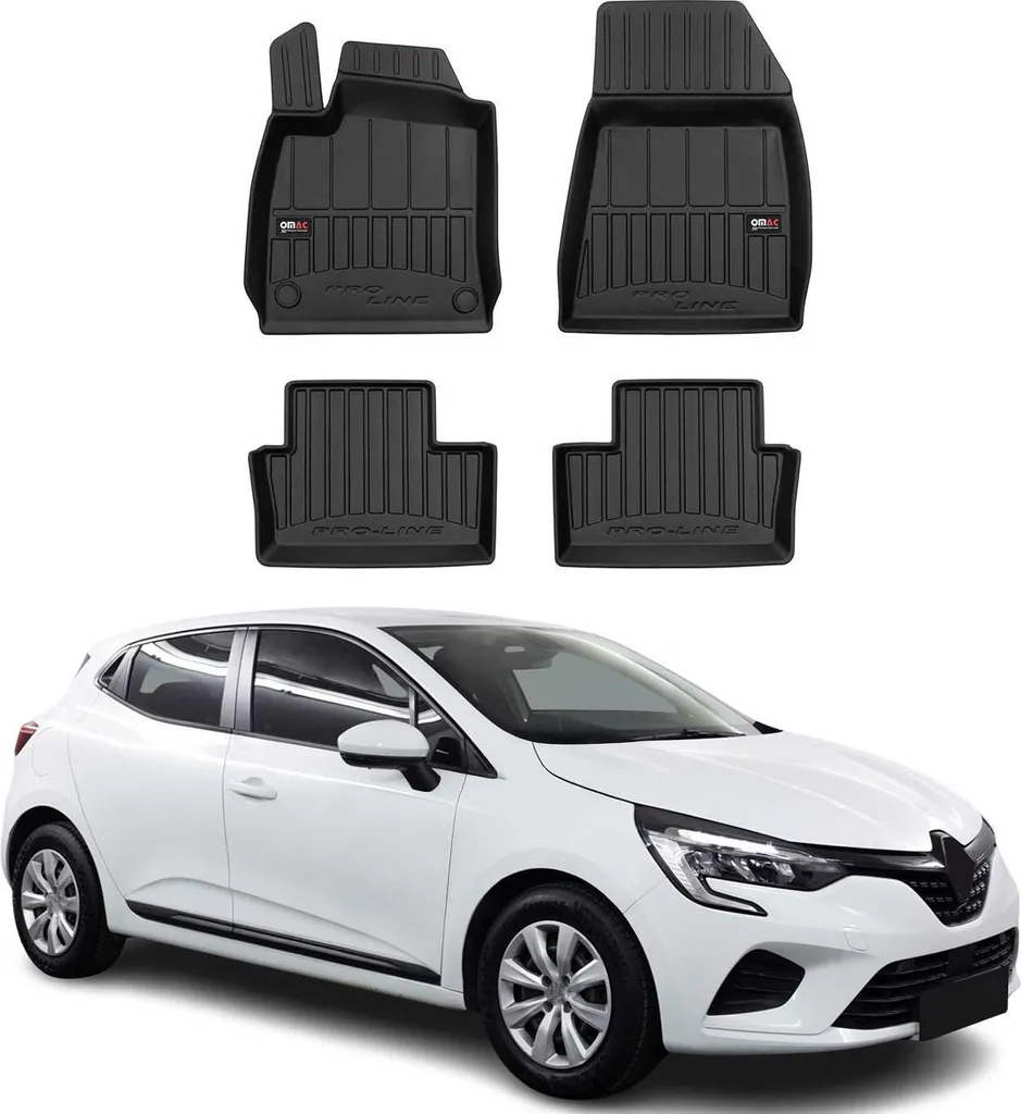 Tappetini Renault Clio 5 2019-2025 in TPE Nero - Kit 4 Pezzi su Misura
