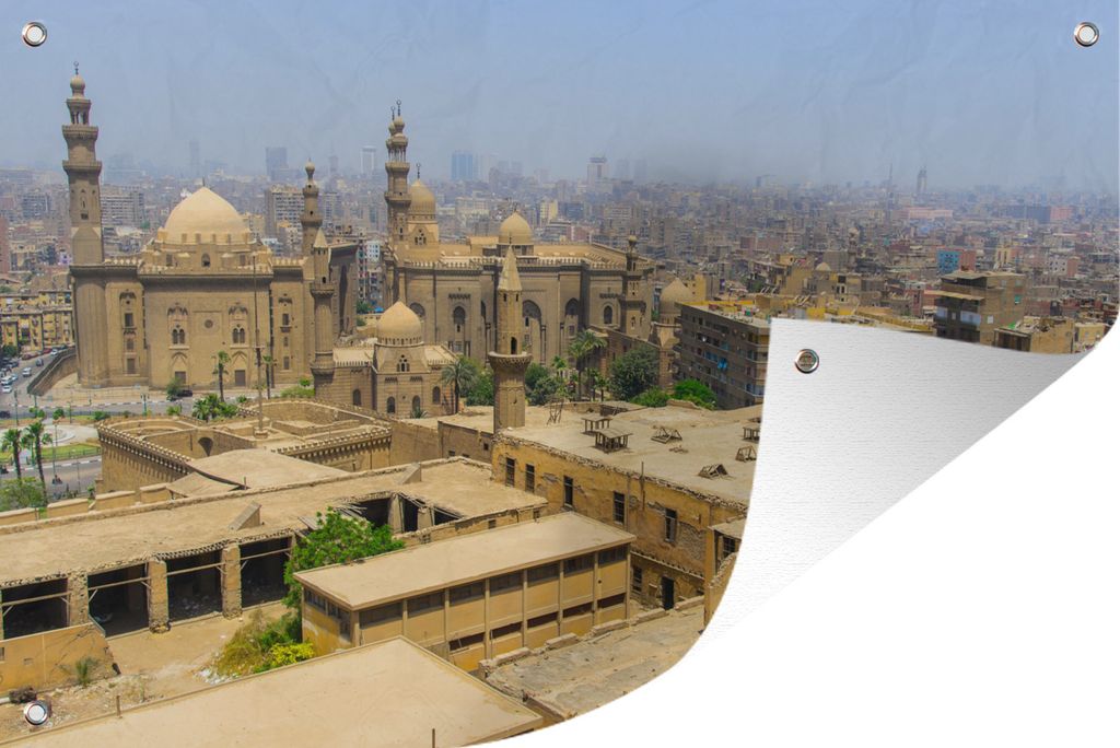 MuchoWow 60x40 cm Outdoor-Poster Gartendeko Sichtschutz Garten Poster für den Garten Heller Sonnenschein über Gebäuden in der ägyptischen St...