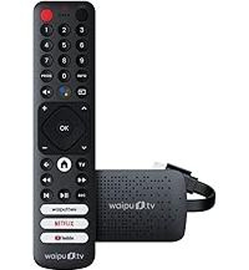 waipu.tv 4K Stick (1. Generation) | Inkl. Fernbedienung mit Schnellwahltasten | Fernsehen über WLAN | HDMI | 4K | HDR | Dolby Atmos | Voucher für...