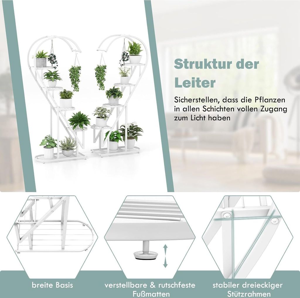 GOPLUS 5-stufiger Blumenständer Metall-Pflanzenständer in Produktbild 4