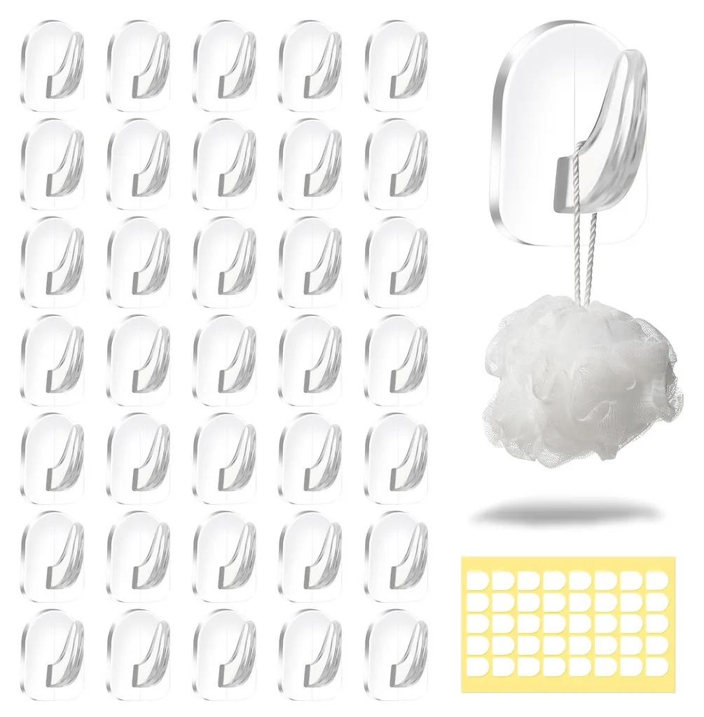 Petit crochet mural sans perçage transparent adhésif pack de 40 unités