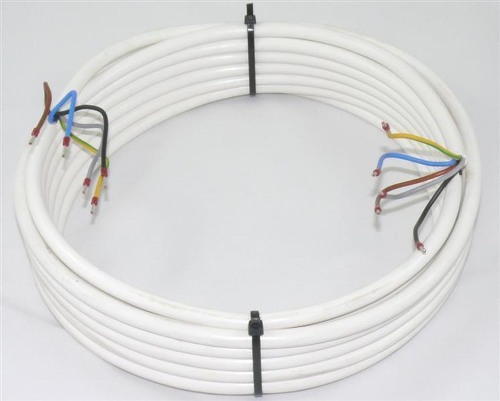Herd-Anschlussleitung Weiß H05VV-F 5G1,5 5x1,5 1-50m, Länge:40m